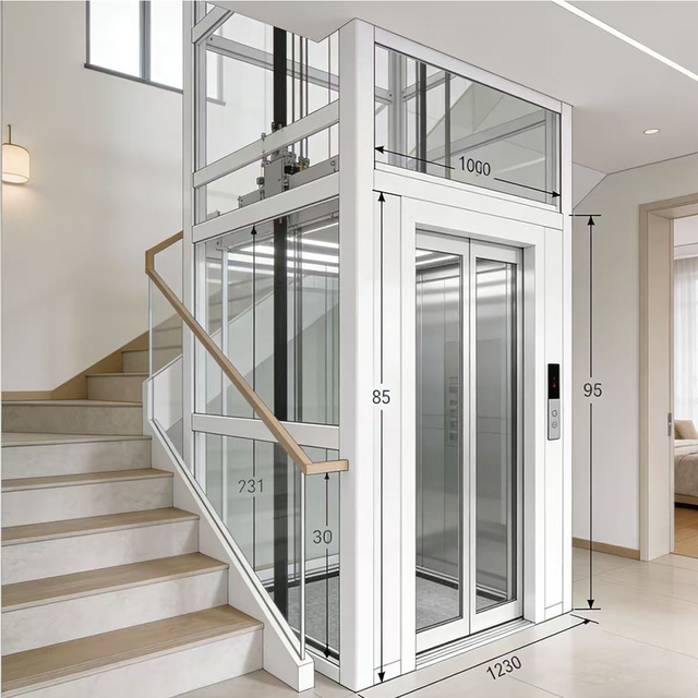 New Mini Modern Panoramic Outdoor Elevator Aluminum Profile Hydraulic Drive Residential Apartment Hotel Villa Gearless