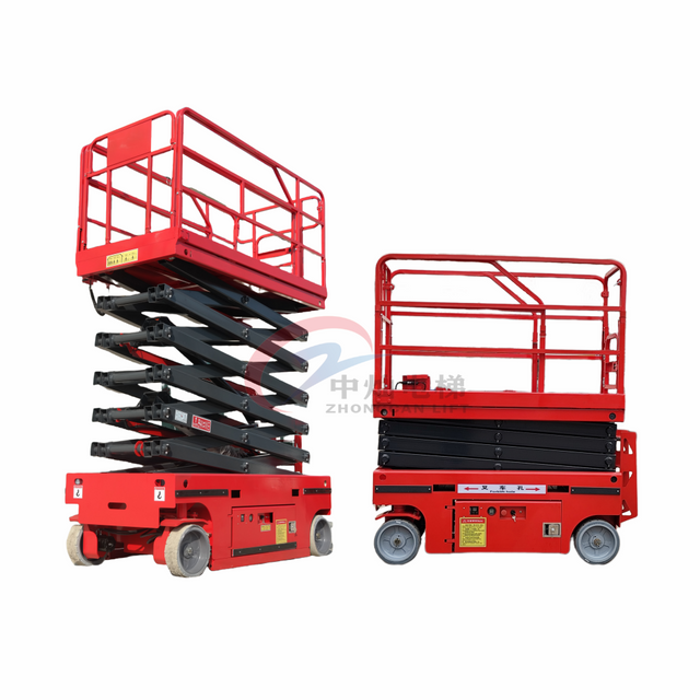 Mini Electric Aerial Work Platform Scissor Lift Heavy-Duty Hydraulic Steel Gear Design Engine 300kg Capacity 6m Lift Fully