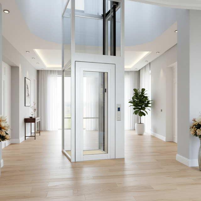 Mini Modern Panoramic Gearless Safety AC Hydraulic Drive Monarch VVVF Control Aluminum Profile Goods Elevator 0.4m/s Outdoor Use