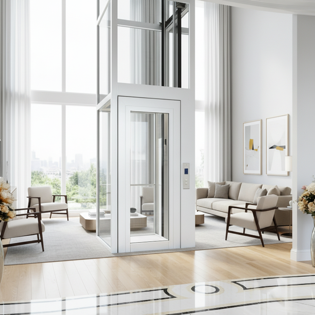 Mini Modern Panoramic Hydraulic Drive 220V AC Goods Elevator Apartment Villa Home & Hotel Use Aluminum Profile Freight Lift